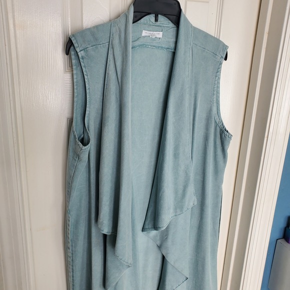 Celebrity Pink Women's M Light Blue Tencel Sleeveless Duster Vest - Picture 2 of 8